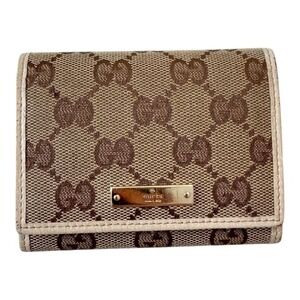 Gucci  GG Canvas
Leather Card Case
Beige,‎ Brown